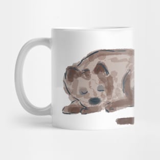 Cute Sleeping Dog Digital Watercolor Drawing Mug